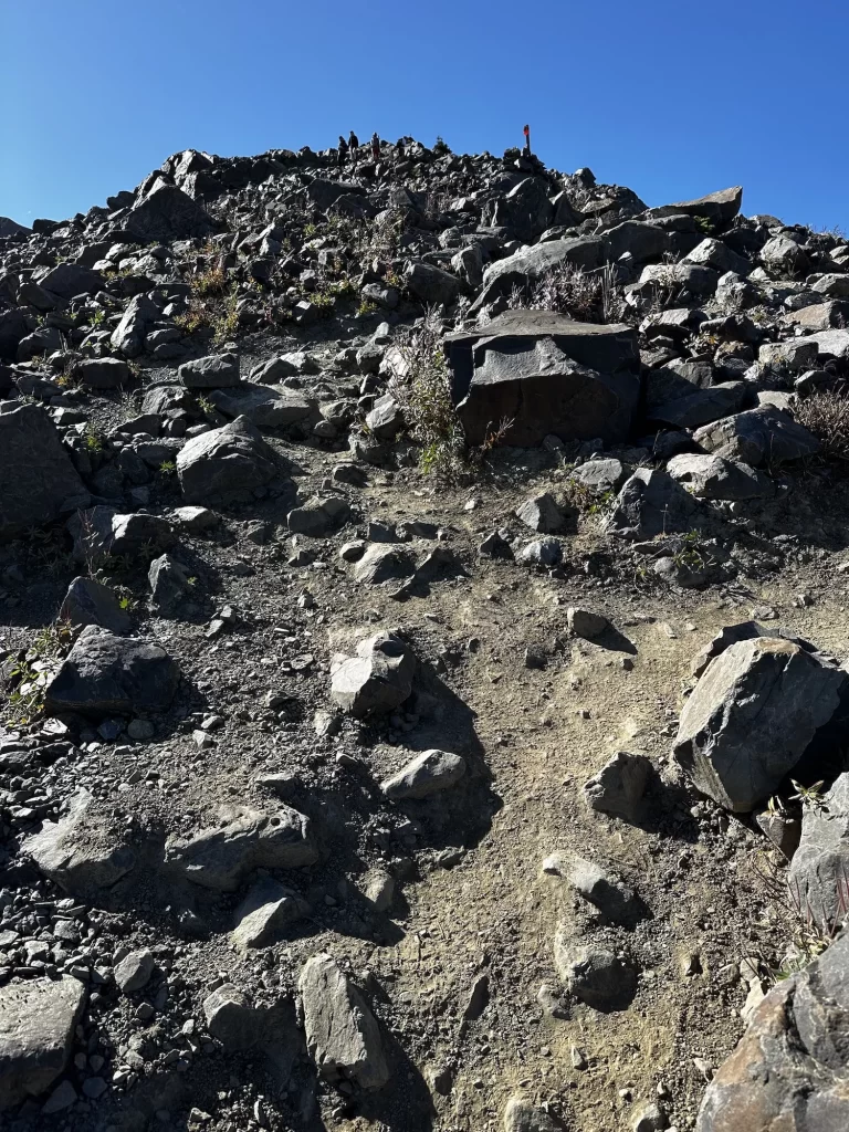 rocks piled high up a mountain