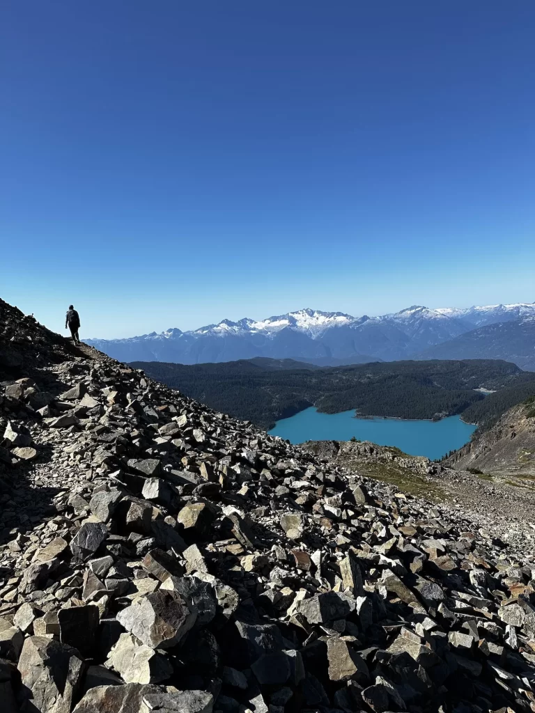 It's a tough rock scramble to the top!