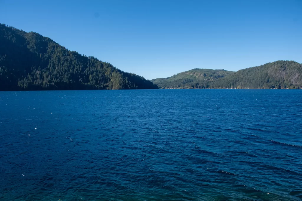 Lake Crescent with mountains above