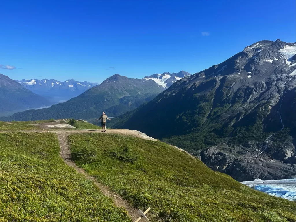 Man standing on a mountain top