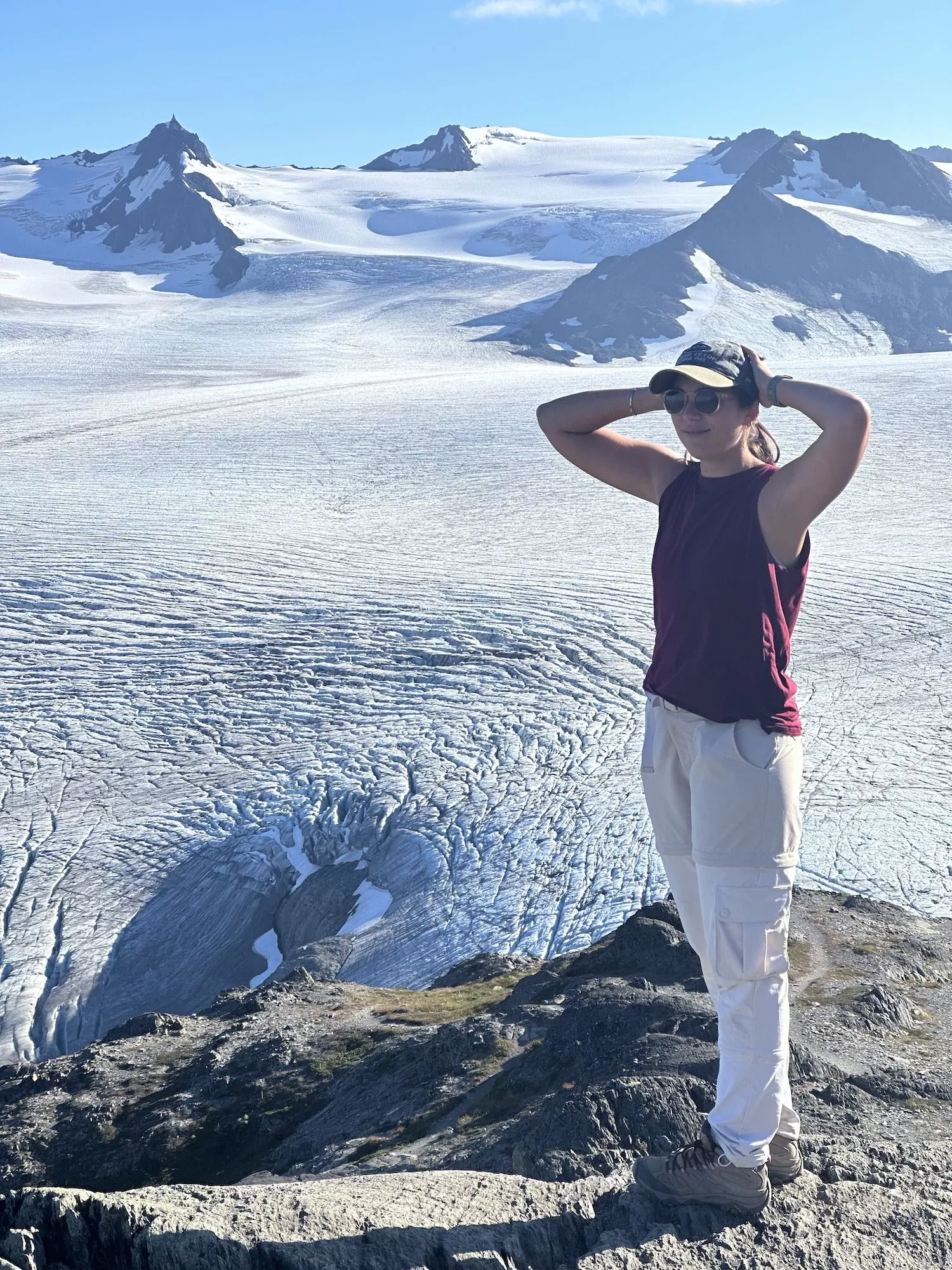 girl hiking in harding icefield