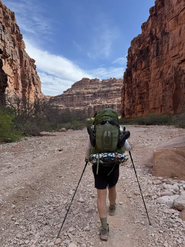 guy walking through grand canyon