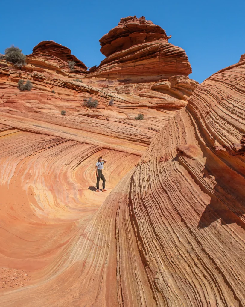 girl standing on southern wave in south coyote buttes