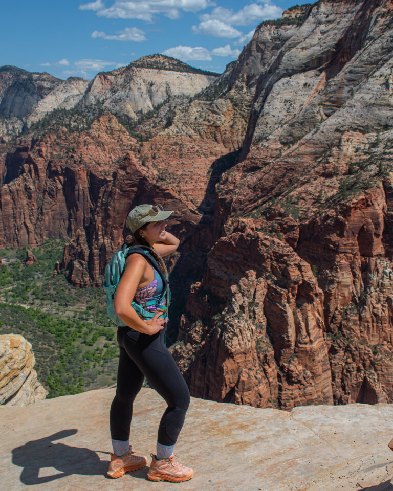 girl standing on angels landing