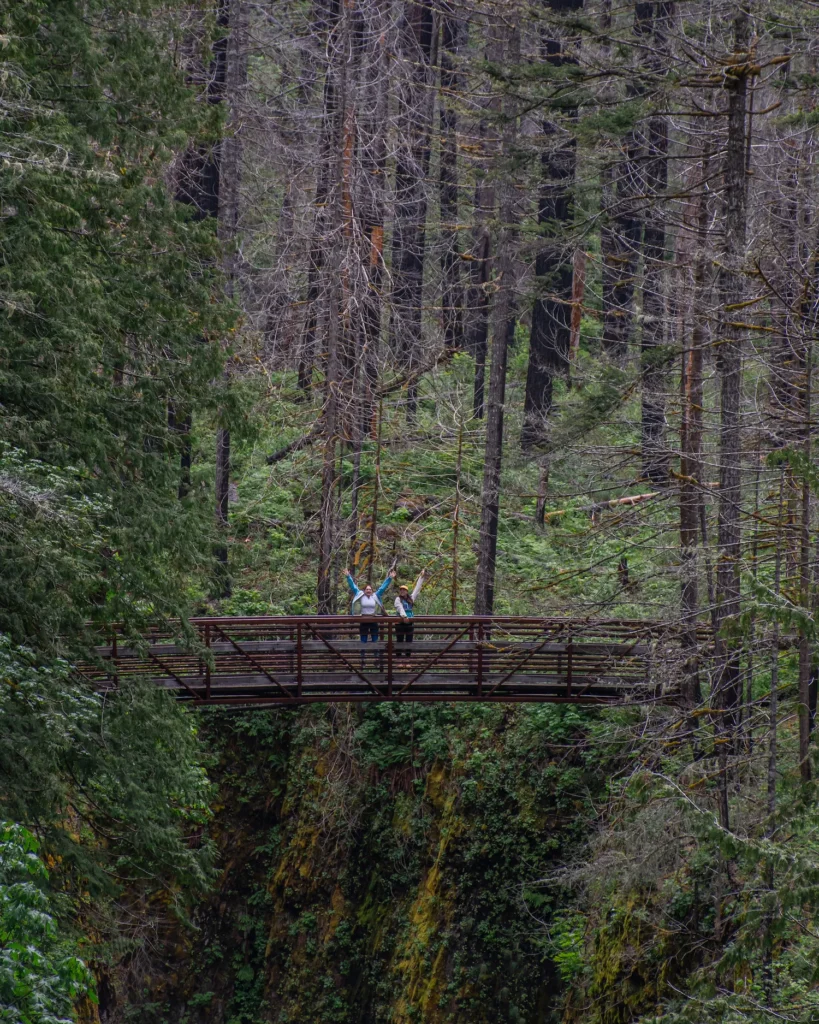 two girls on high bridge tunnel falls