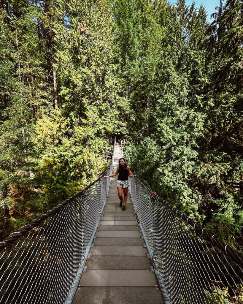 girl on a suspension bridge