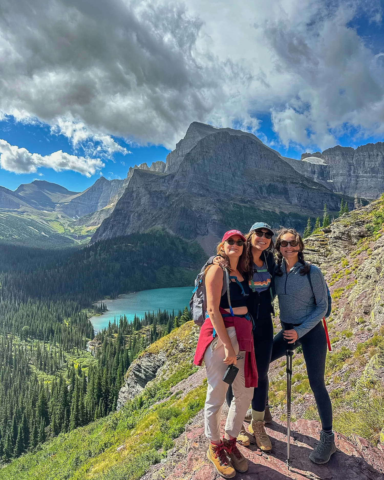 three girls on grinnell glacier hike