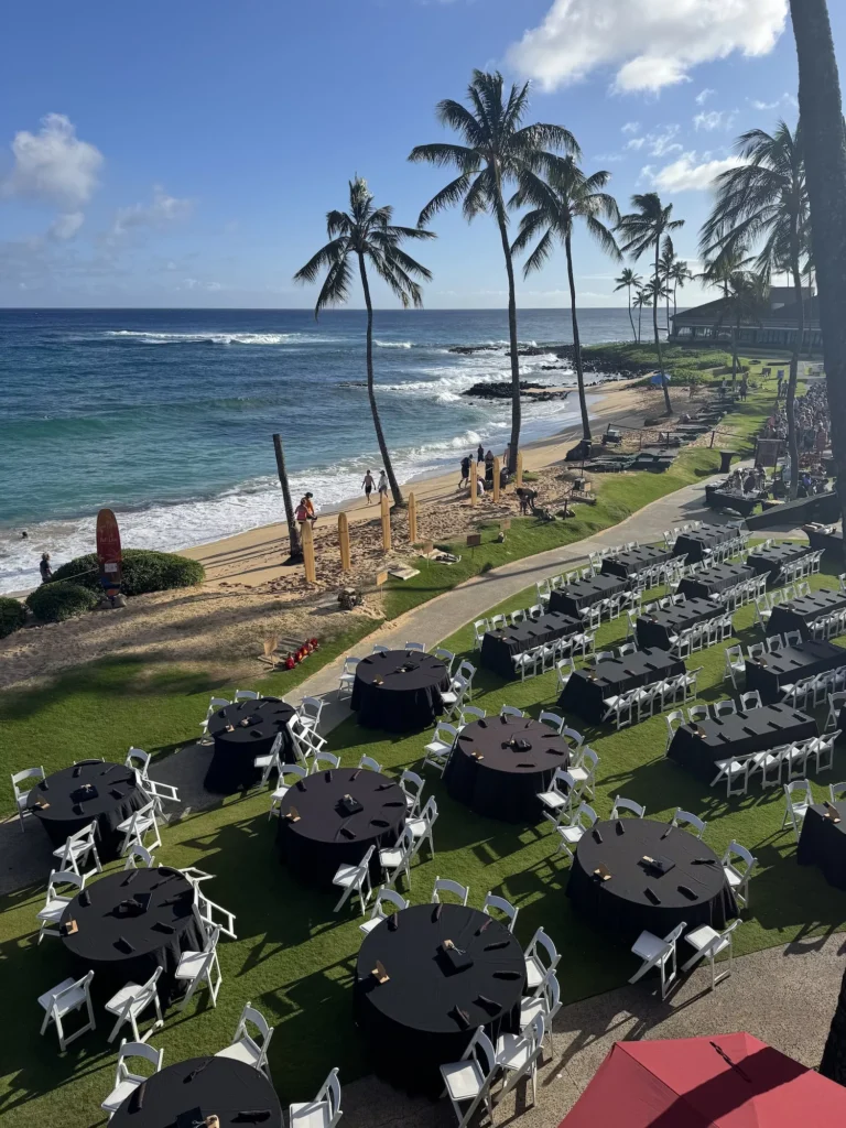 set up for luau at Oceannfront Sheraton