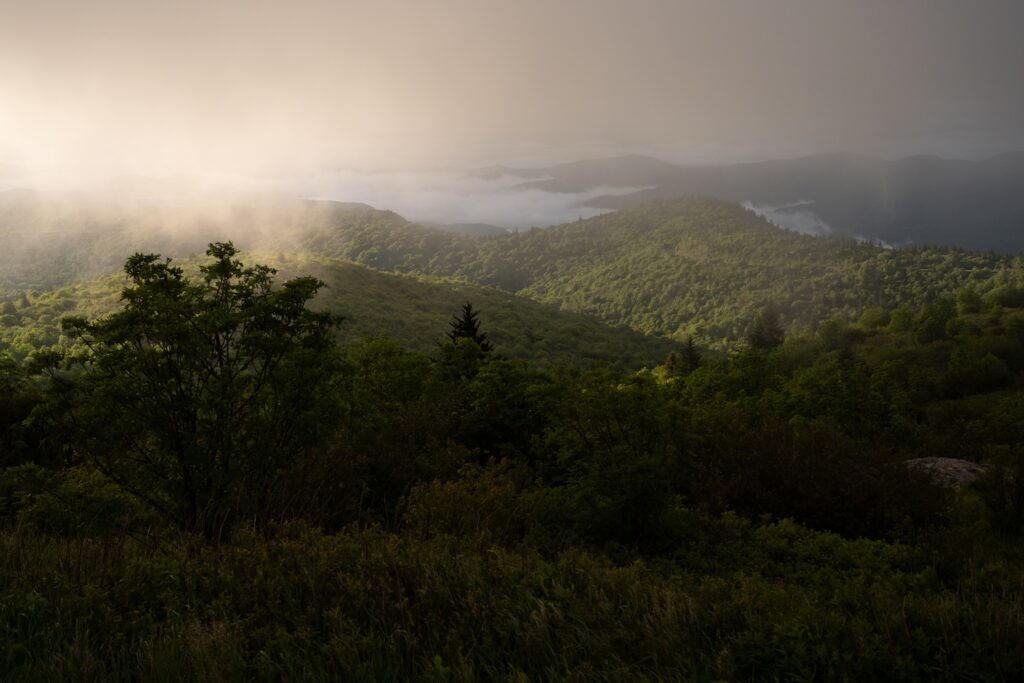clouds hovering over black balsam knob