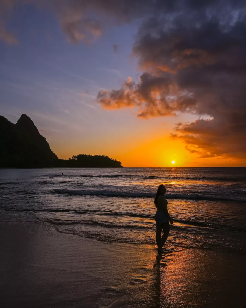 Tunnels Beach at Sunset