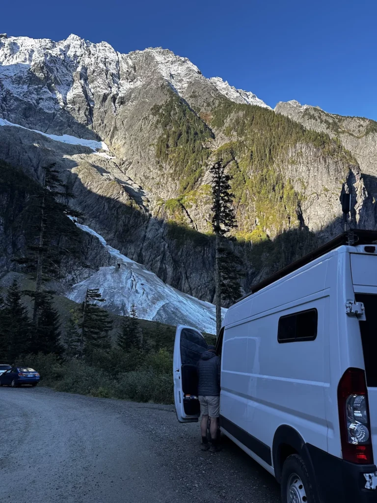 van on the side of the mountain