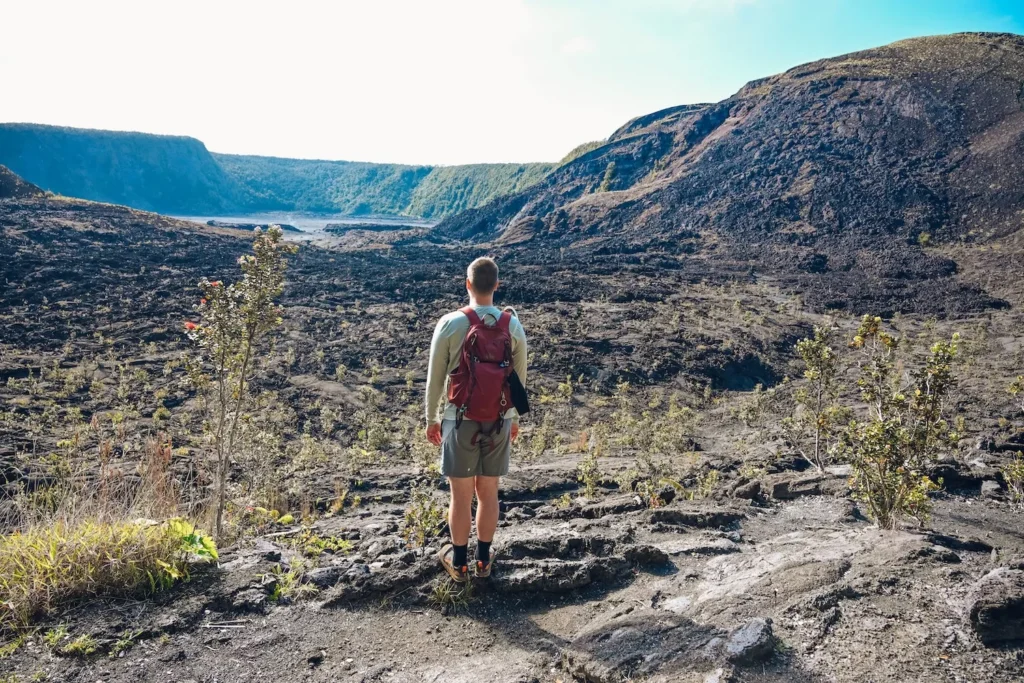 Guy standing on Kilauea Iki Trail