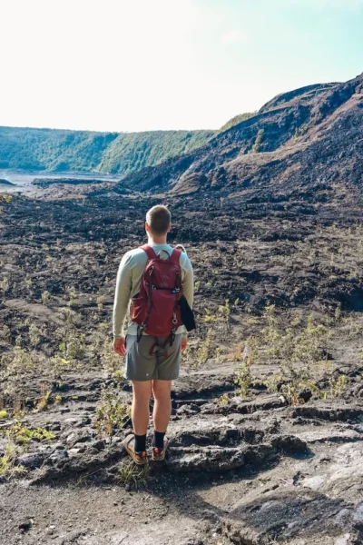 Guy standing on Kilauea Iki Trail