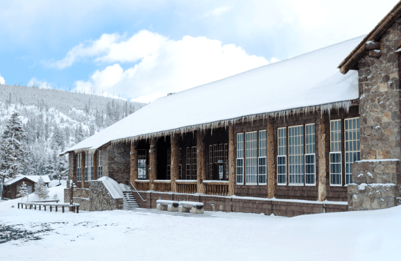 Old Faithful Lodge in Snow