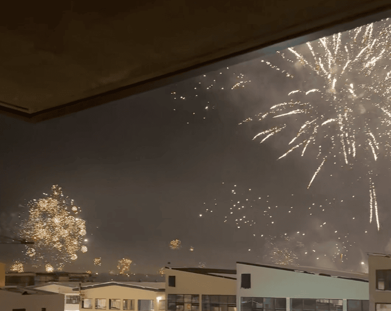 Fireworks going off the roof