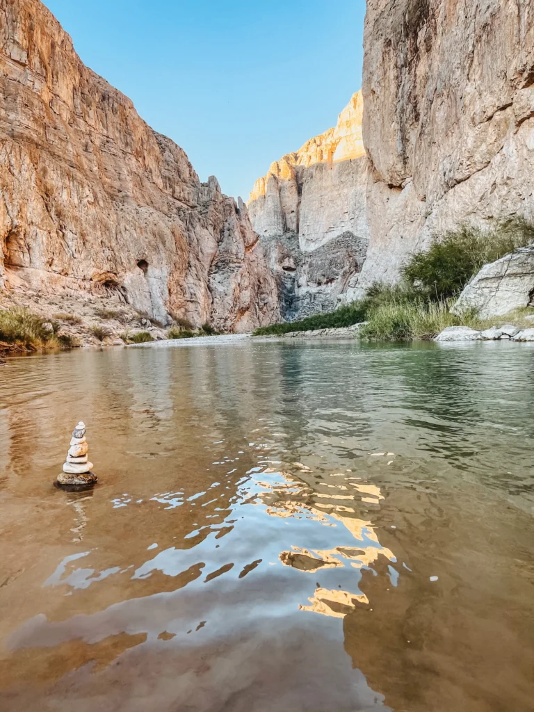 Boquillas canyon with stone pile