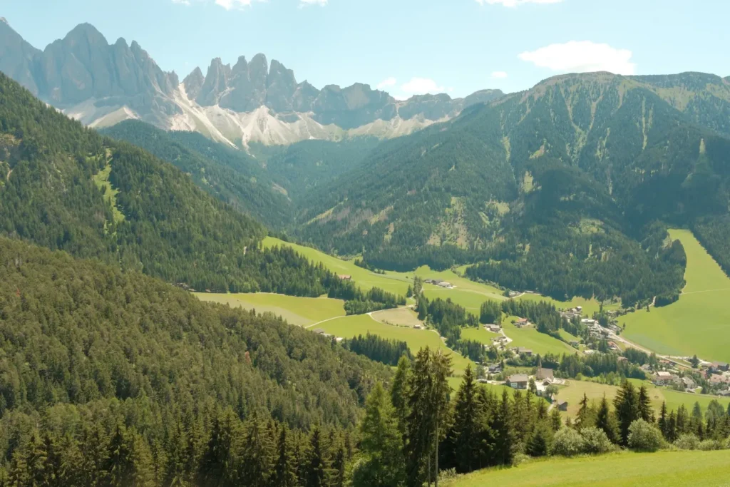 Val di Funes from the steep road overhead