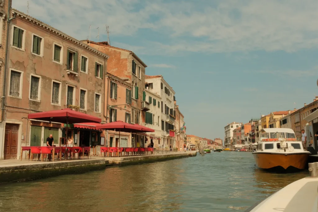 Venice Grand Canal with boats and lighting